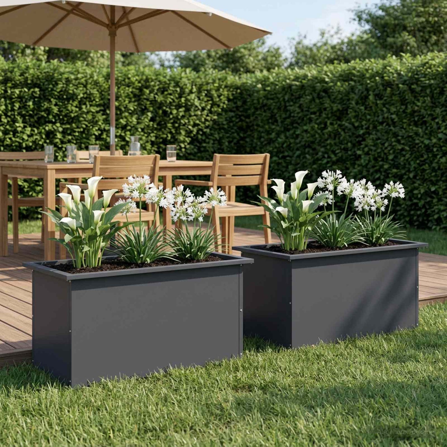 vidaXL Garden Planter with LED 2 pcs Antracite 40 x 80 x 40 cm Steel