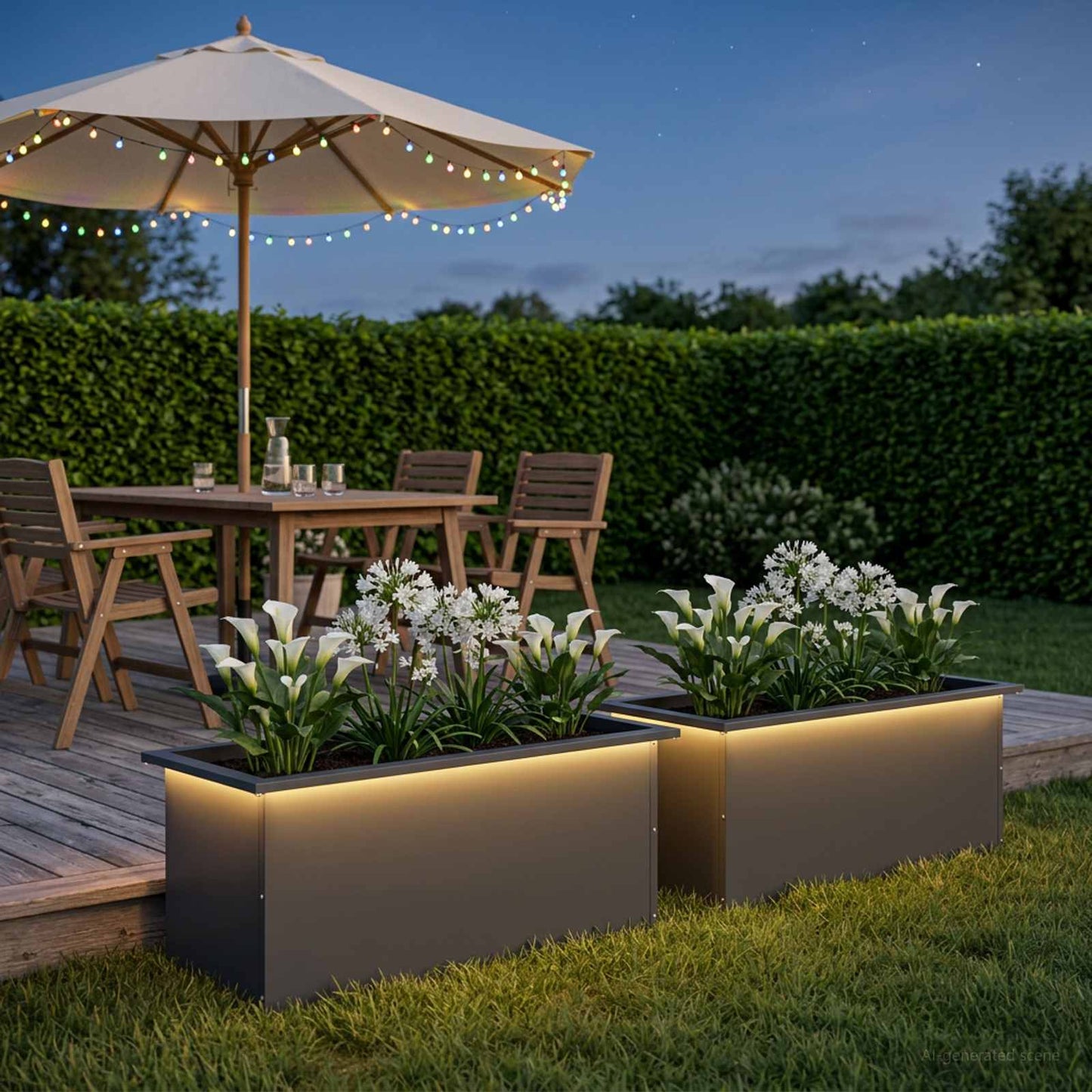 vidaXL Garden Planter with LED 2 pcs Antracite 40 x 80 x 40 cm Steel