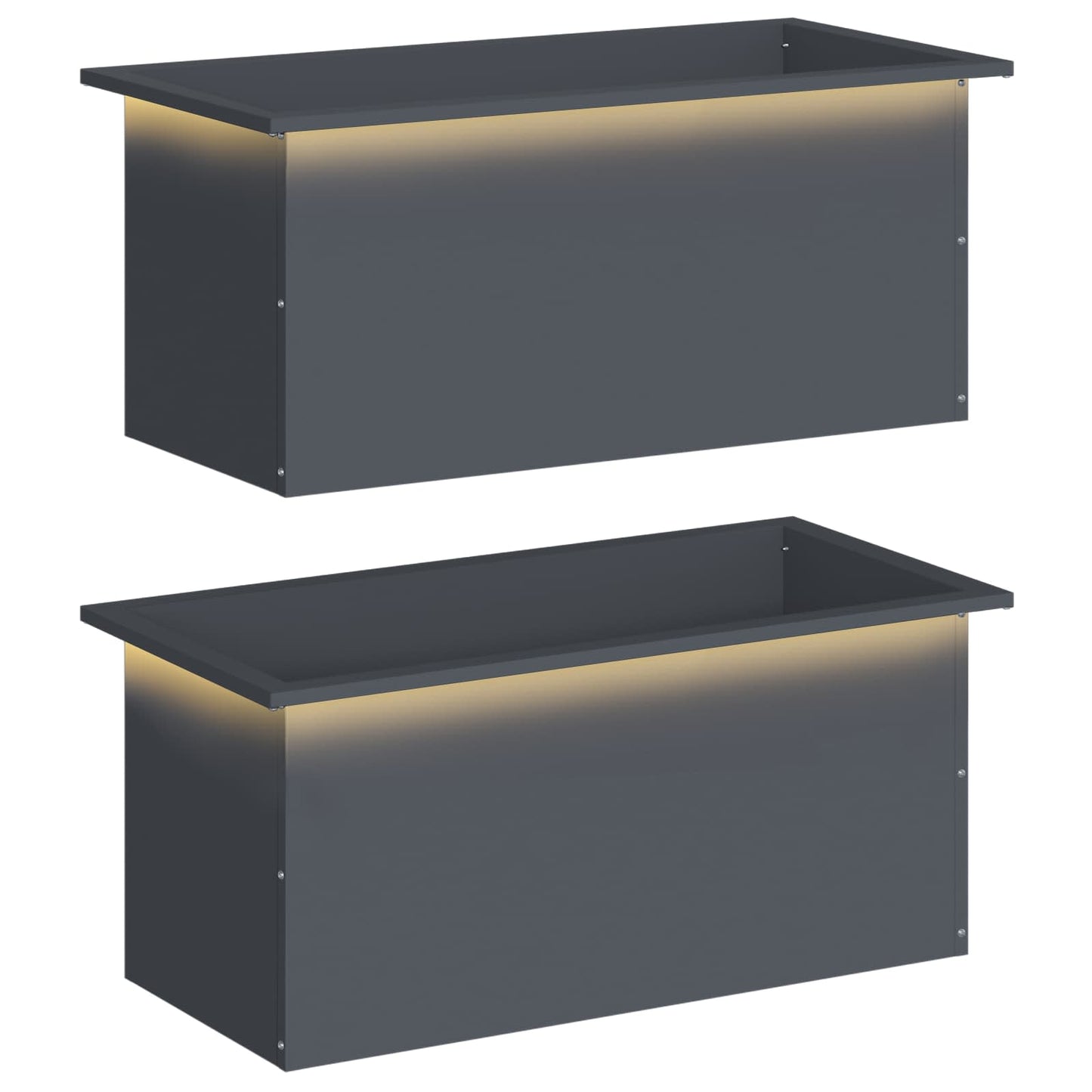 vidaXL Garden Planter with LED 2 pcs Antracite 40 x 80 x 40 cm Steel