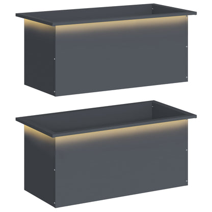 vidaXL Garden Planter with LED 2 pcs Antracite 40 x 80 x 40 cm Steel