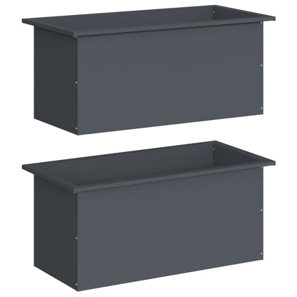 vidaXL Garden Planter with LED 2 pcs Antracite 40 x 80 x 40 cm Steel