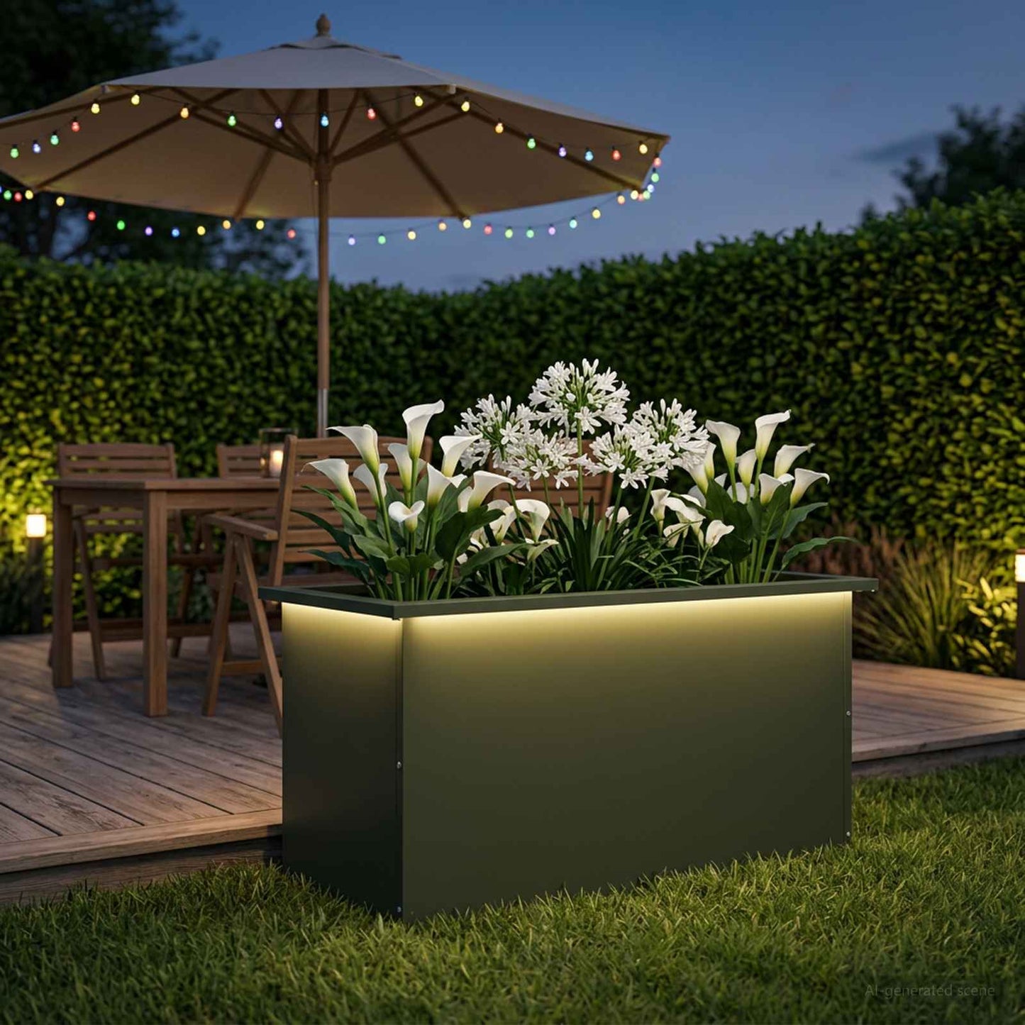 vidaXL Garden Planter with LED Olive Green 40 x 80 x 40 cm Steel