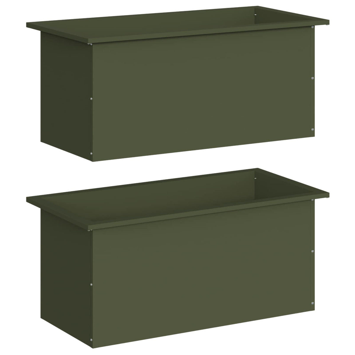 vidaXL Garden Planter with LED 2 pcs Olive Green 40 x 80 x 40 cm Steel