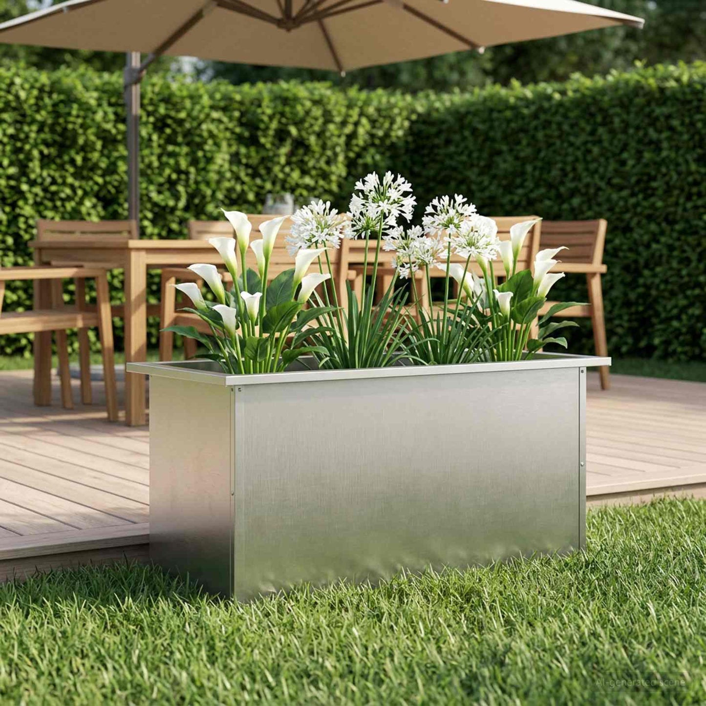 vidaXL Garden Planter with LED Silver 40 x 80 x 40 cm Stainless Steel