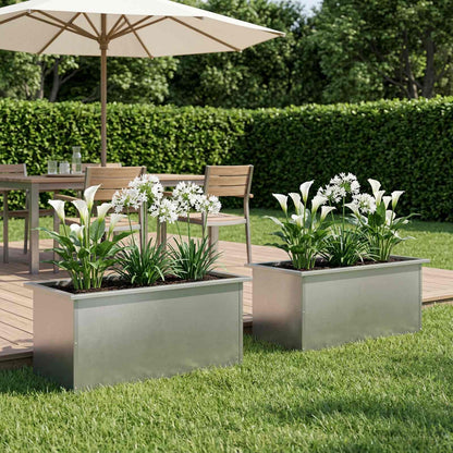 vidaXL Garden Planter with LED 2 pcs Silver 40 x 80 x 40 cm