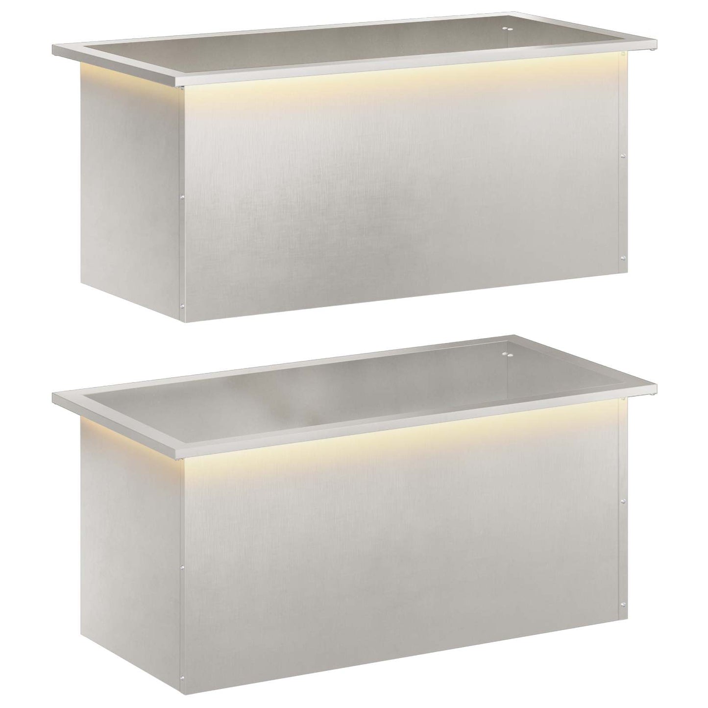 vidaXL Garden Planter with LED 2 pcs Silver 40 x 80 x 40 cm