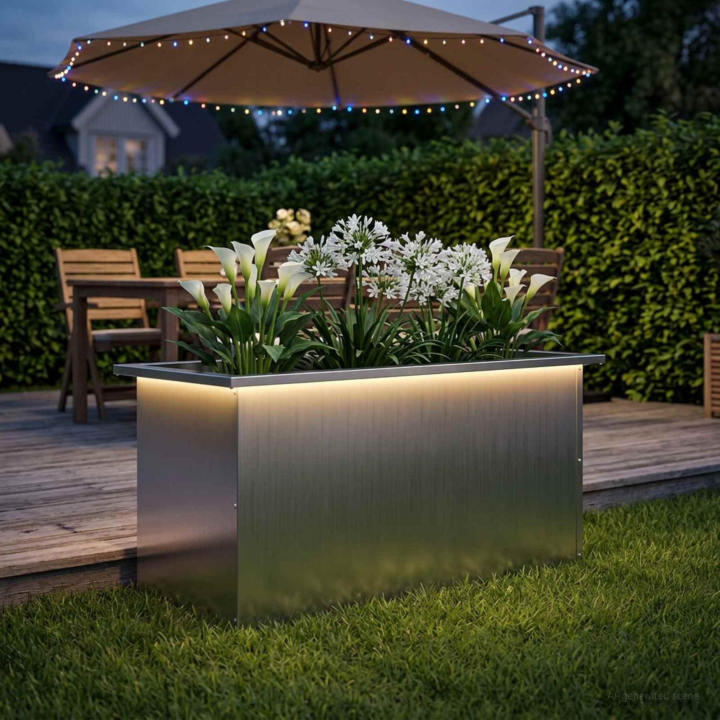 vidaXL Garden Planter with LED Silver 40 x 80 x 40 cm Galvanised Steel