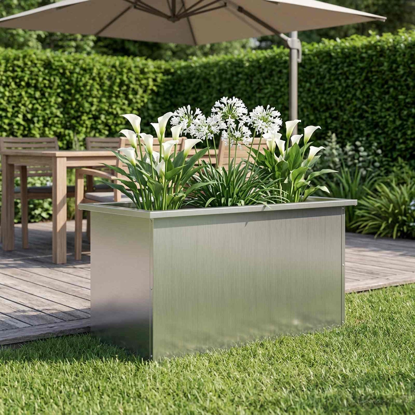 vidaXL Garden Planter with LED Silver 40 x 80 x 40 cm Galvanised Steel