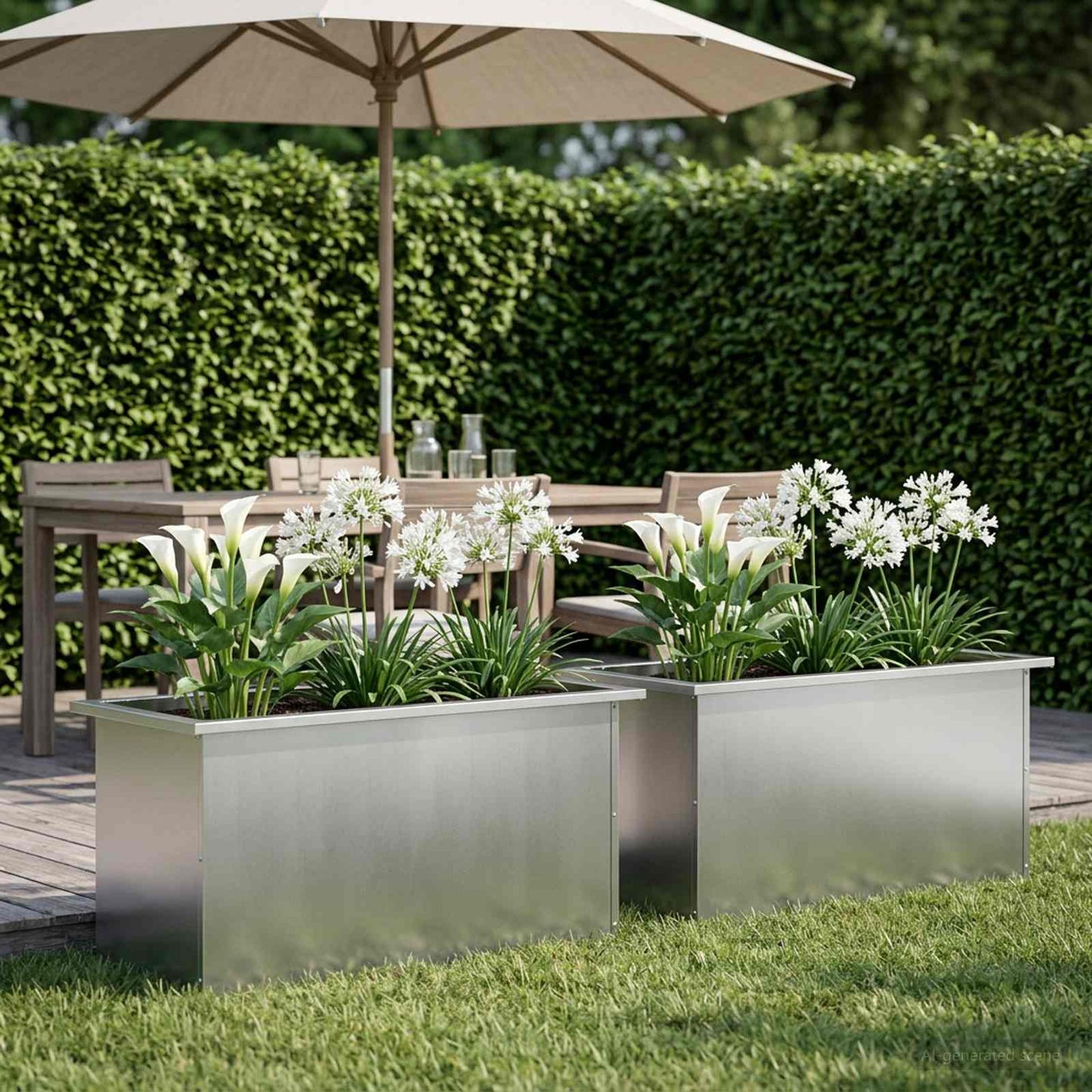 vidaXL Garden Planter with LED 2 pcs Silver 40 x 80 x 40 cm