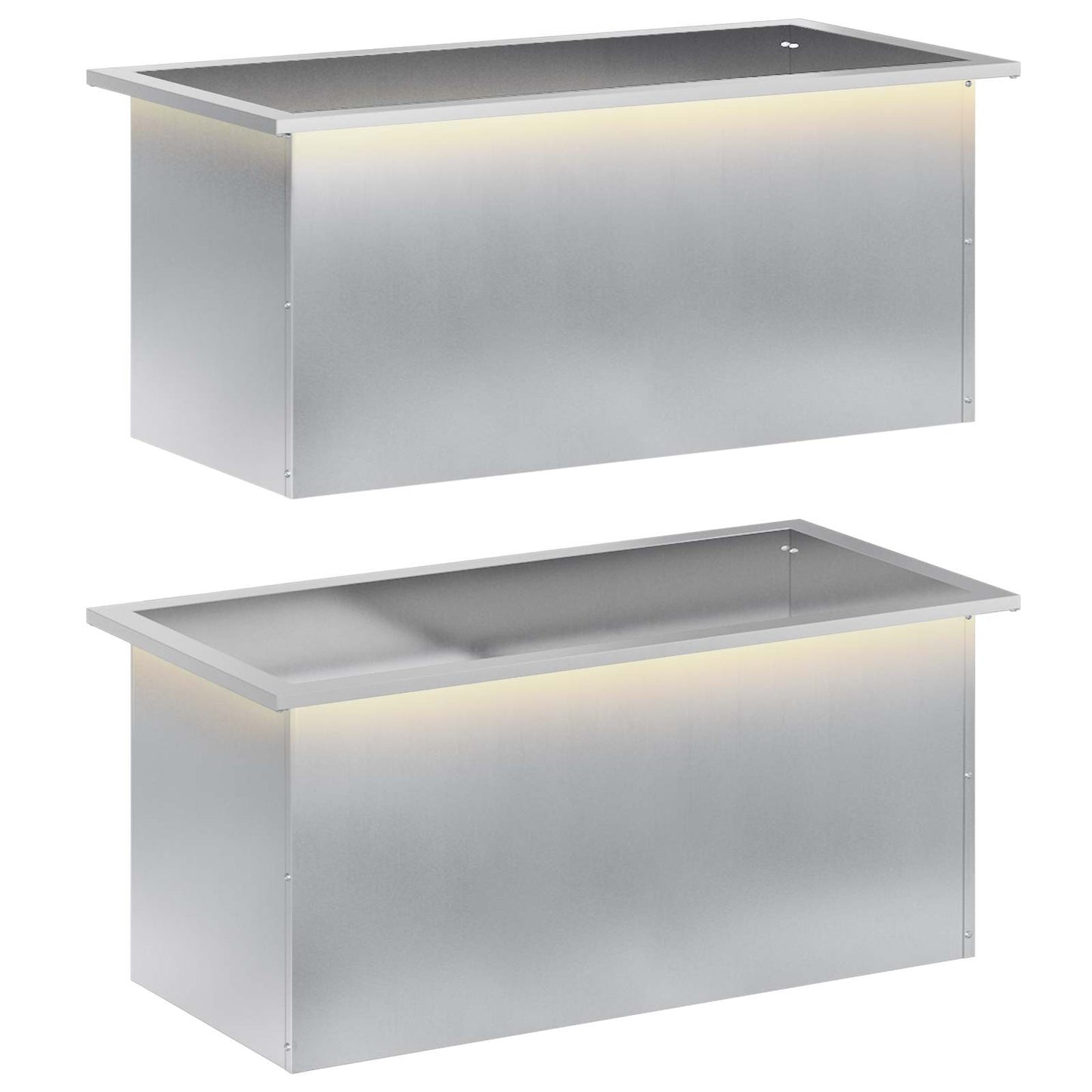 vidaXL Garden Planter with LED 2 pcs Silver 40 x 80 x 40 cm
