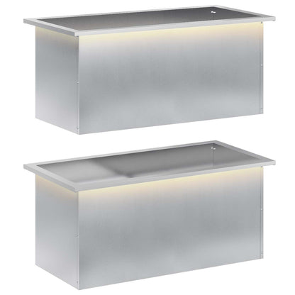 vidaXL Garden Planter with LED 2 pcs Silver 40 x 80 x 40 cm