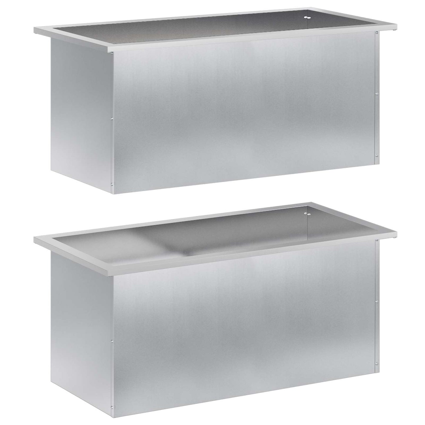 vidaXL Garden Planter with LED 2 pcs Silver 40 x 80 x 40 cm