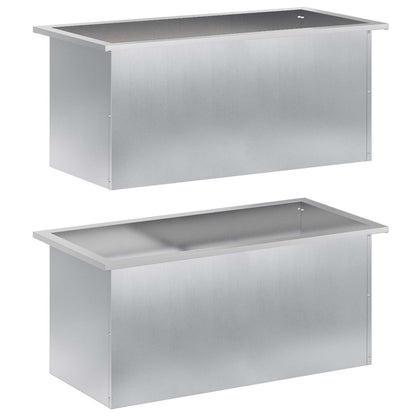 vidaXL Garden Planter with LED 2 pcs Silver 40 x 80 x 40 cm