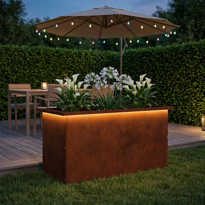vidaXL Garden Planter with LED Rusty 40 x 80 x 40 cm Weathering Steel