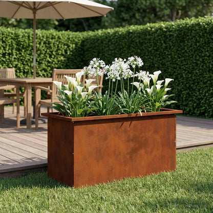 vidaXL Garden Planter with LED Rusty 40 x 80 x 40 cm Weathering Steel