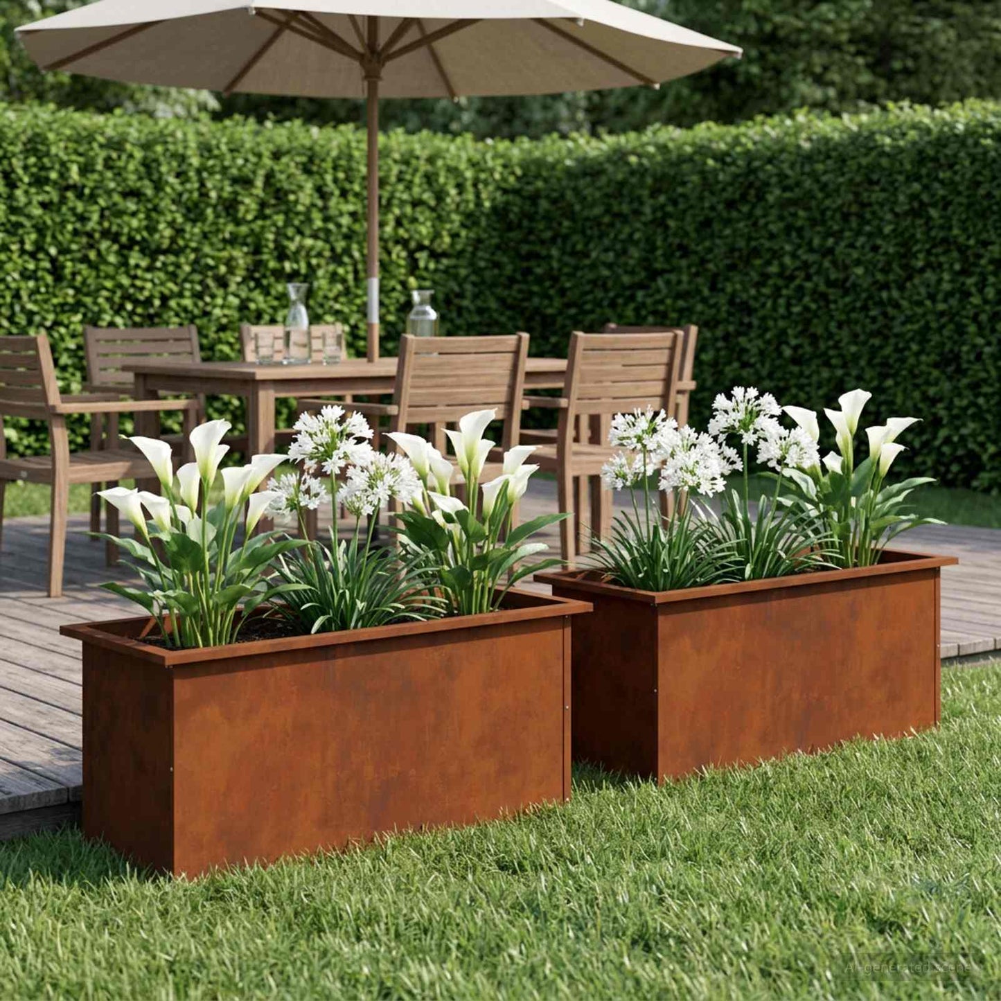 vidaXL Garden Planter with LED 2 pcs Rusty 40 x 80 x 40 cm