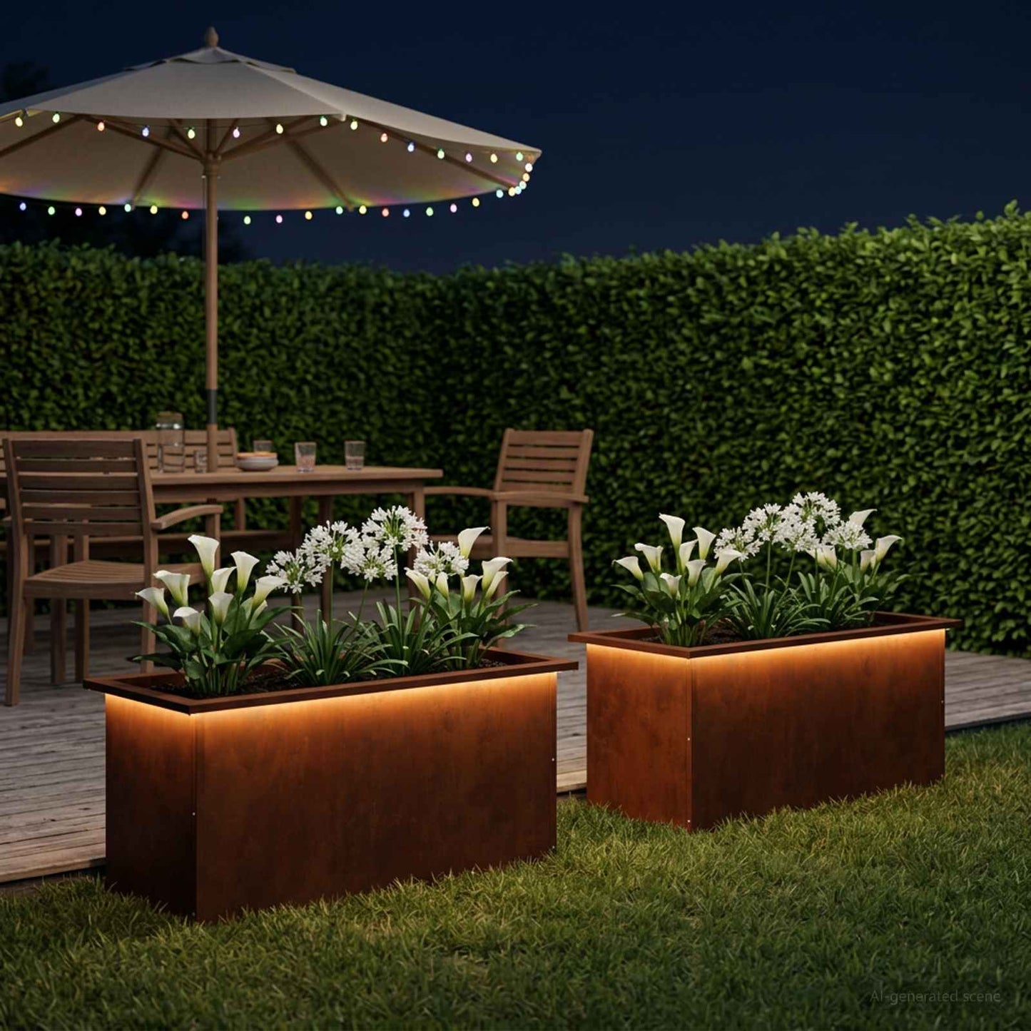 vidaXL Garden Planter with LED 2 pcs Rusty 40 x 80 x 40 cm