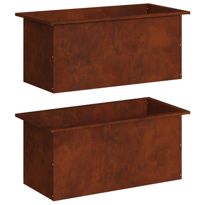 vidaXL Garden Planter with LED 2 pcs Rusty 40 x 80 x 40 cm