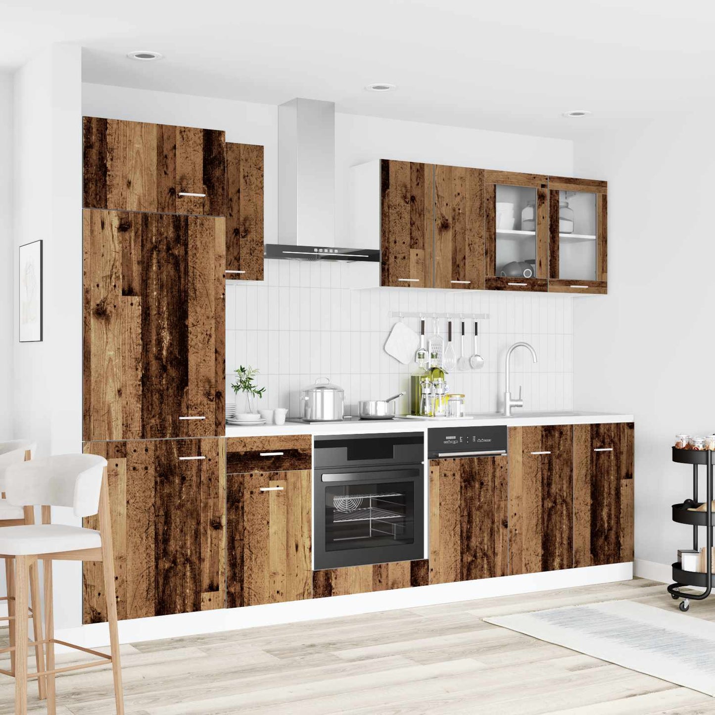 vidaXL Kitchen Unit Lyon 8 pcs Old Wood Engineered Wood