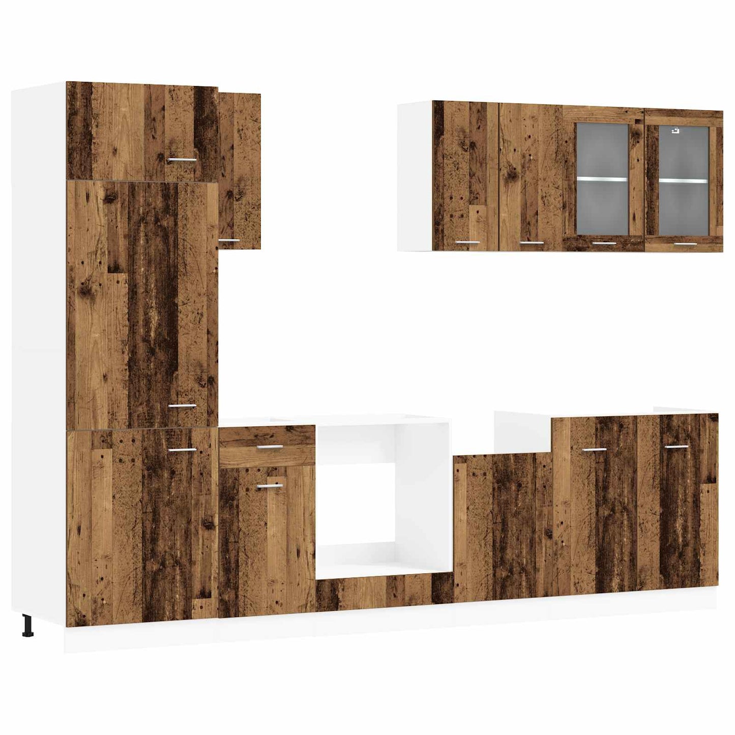 vidaXL Kitchen Unit Lyon 8 pcs Old Wood Engineered Wood