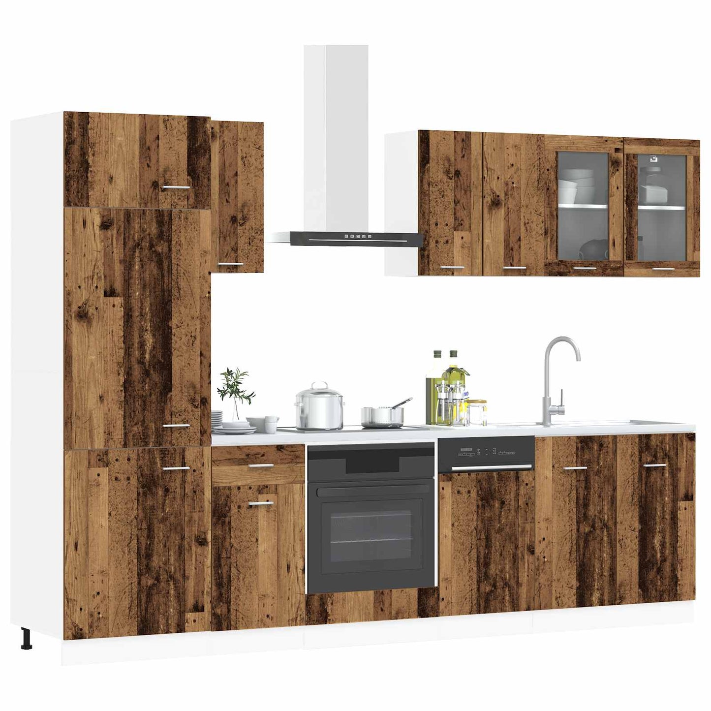 vidaXL Kitchen Unit Lyon 8 pcs Old Wood Engineered Wood