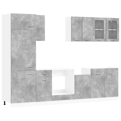 vidaXL Kitchen Unit Lyon 8 pcs Concrete Grey Engineered Wood