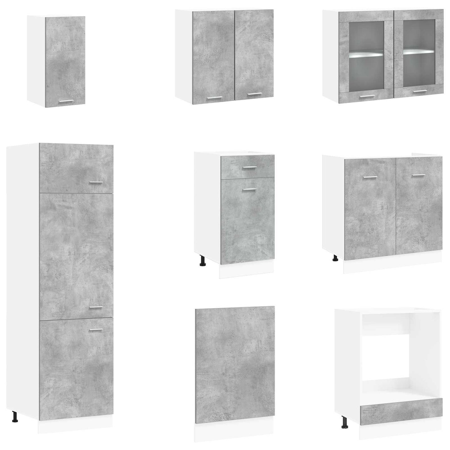 vidaXL Kitchen Unit Lyon 8 pcs Concrete Grey Engineered Wood