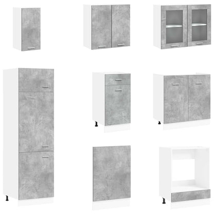 vidaXL Kitchen Unit Lyon 8 pcs Concrete Grey Engineered Wood