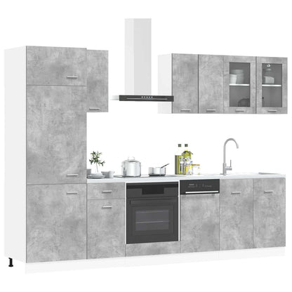 vidaXL Kitchen Unit Lyon 8 pcs Concrete Grey Engineered Wood
