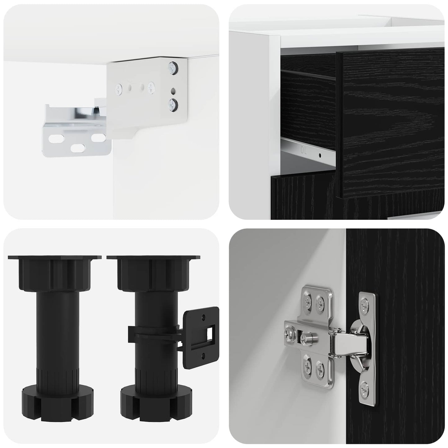 vidaXL Kitchen Unit Lyon 8 pcs Black Oak Engineered Wood