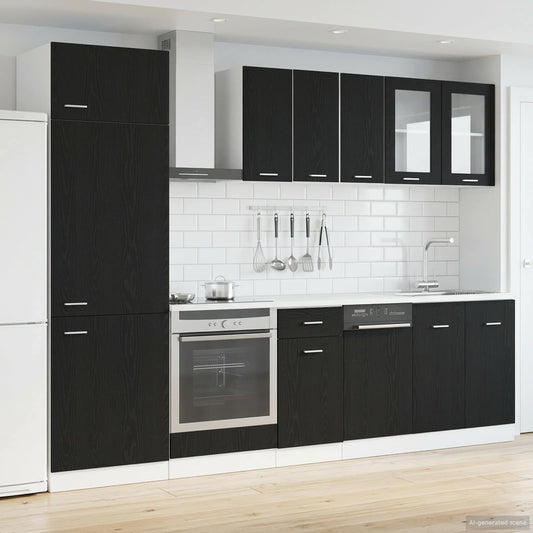 vidaXL Kitchen Unit Lyon 8 pcs Black Oak Engineered Wood