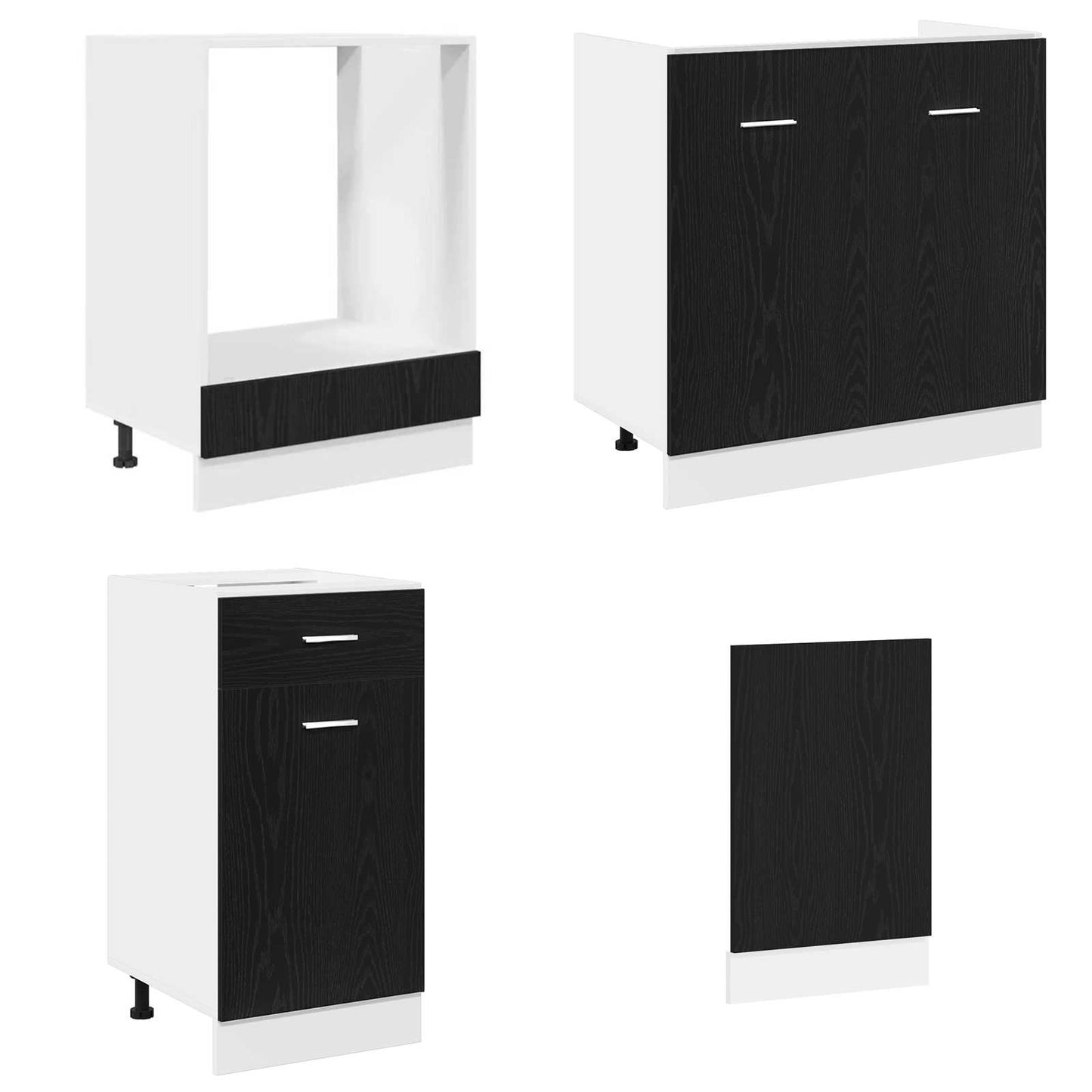 vidaXL Kitchen Unit Lyon 8 pcs Black Oak Engineered Wood