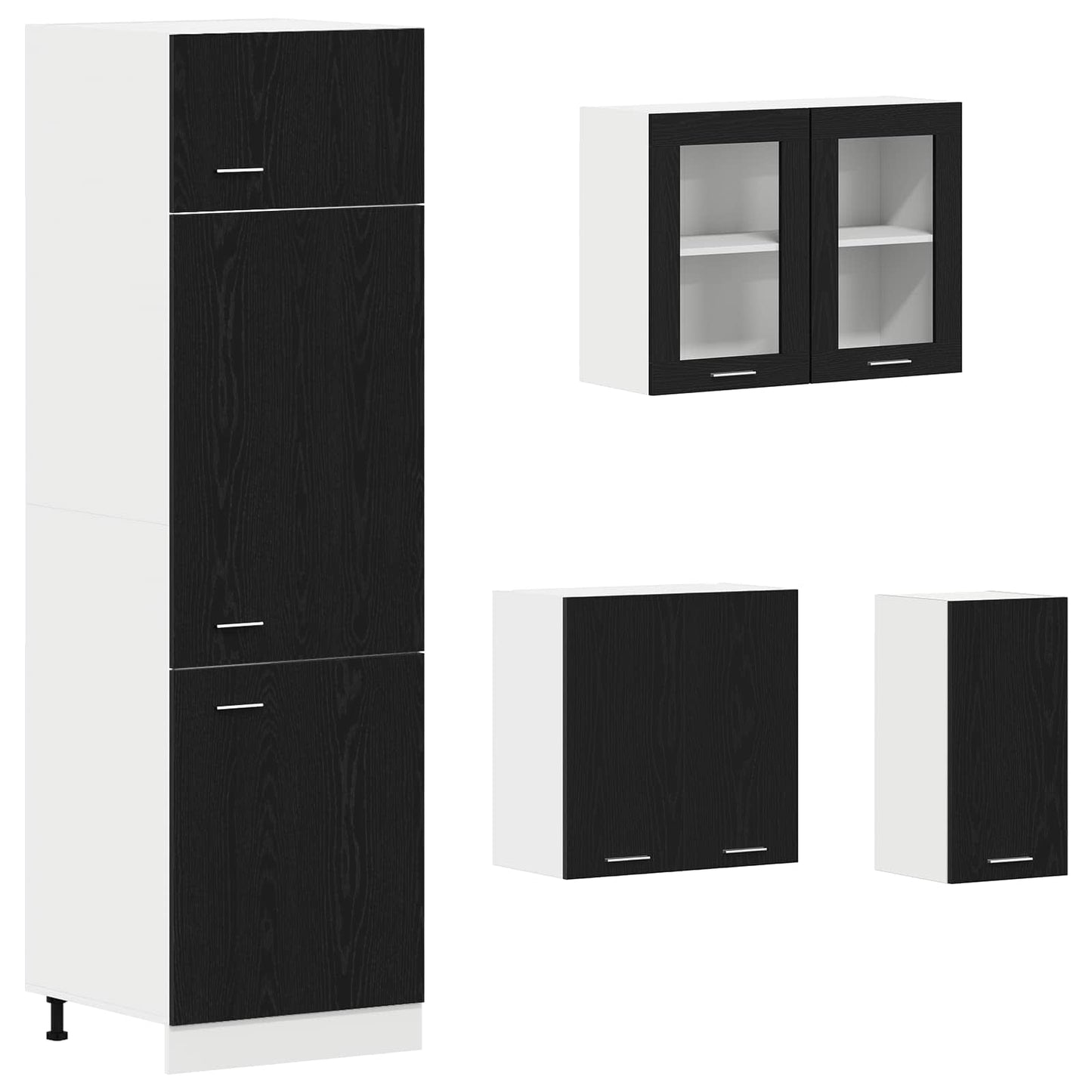 vidaXL Kitchen Unit Lyon 8 pcs Black Oak Engineered Wood