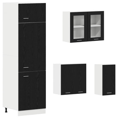 vidaXL Kitchen Unit Lyon 8 pcs Black Oak Engineered Wood