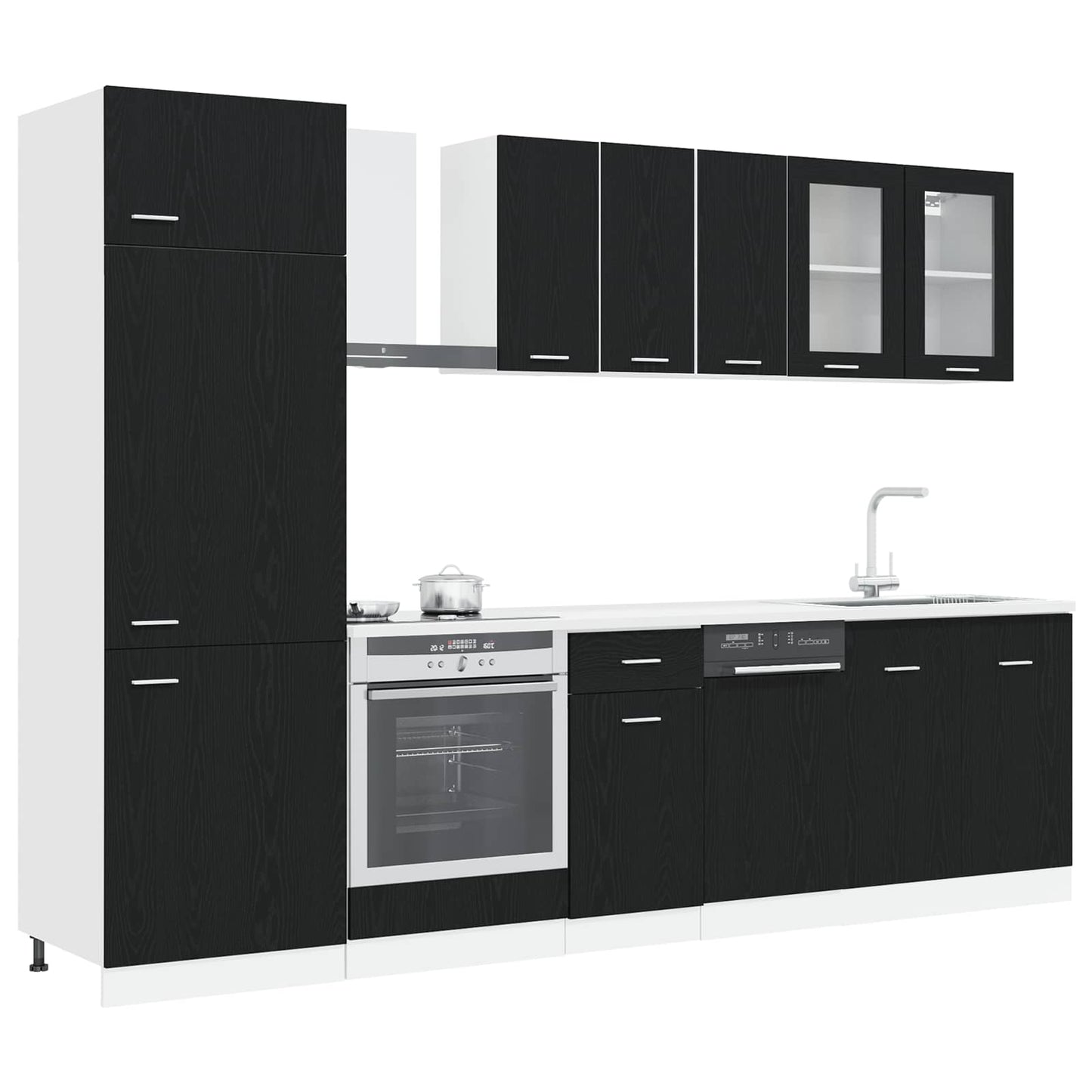 vidaXL Kitchen Unit Lyon 8 pcs Black Oak Engineered Wood