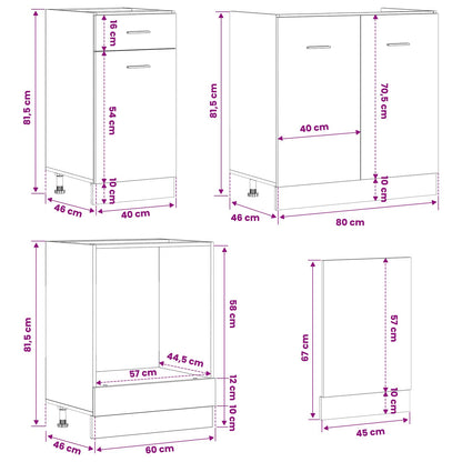 vidaXL Kitchen Unit Lyon 8 pcs Black Oak Engineered Wood