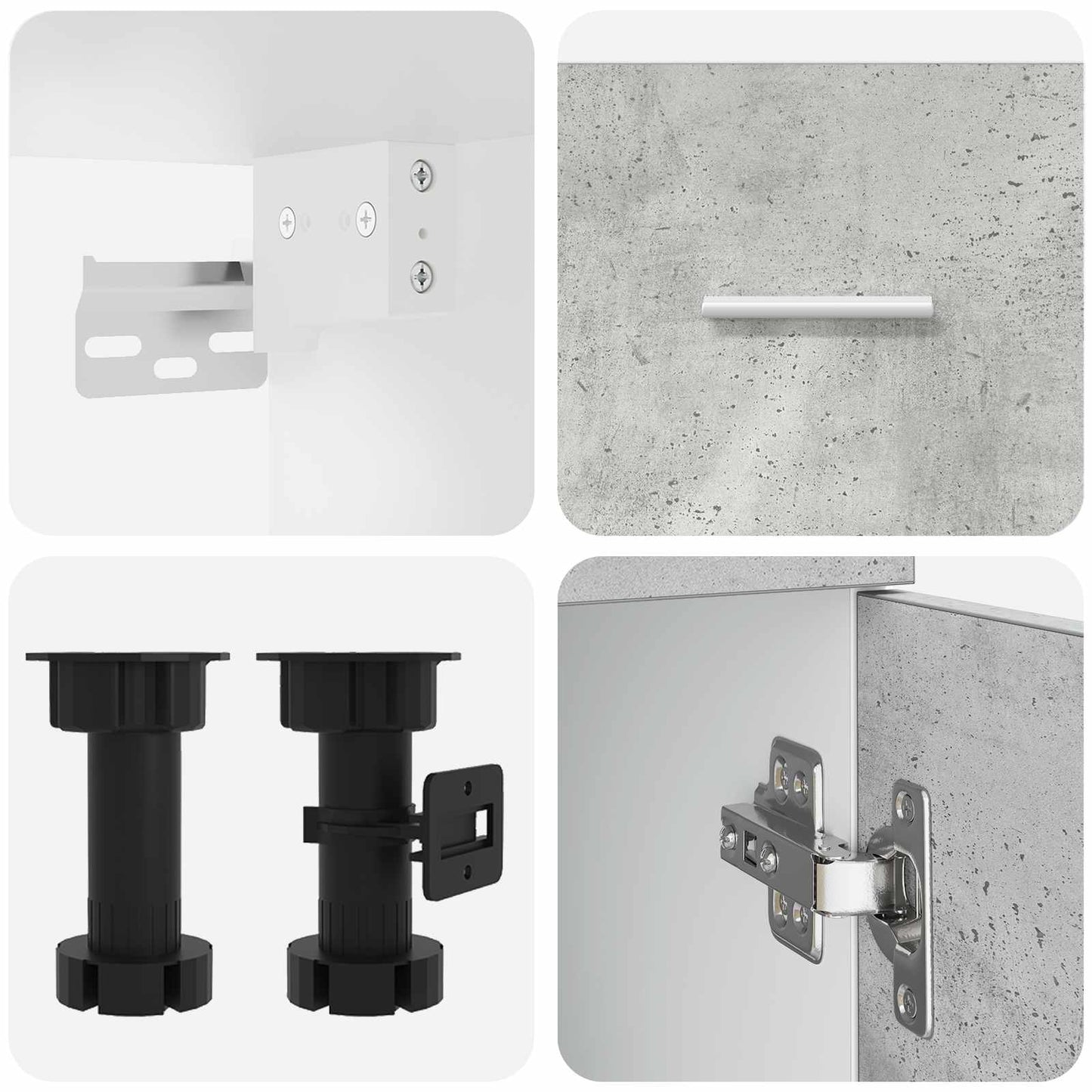 vidaXL Kitchen Unit Lyon 4 pcs Concrete Grey Engineered Wood