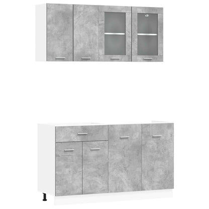 vidaXL Kitchen Unit Lyon 4 pcs Concrete Grey Engineered Wood