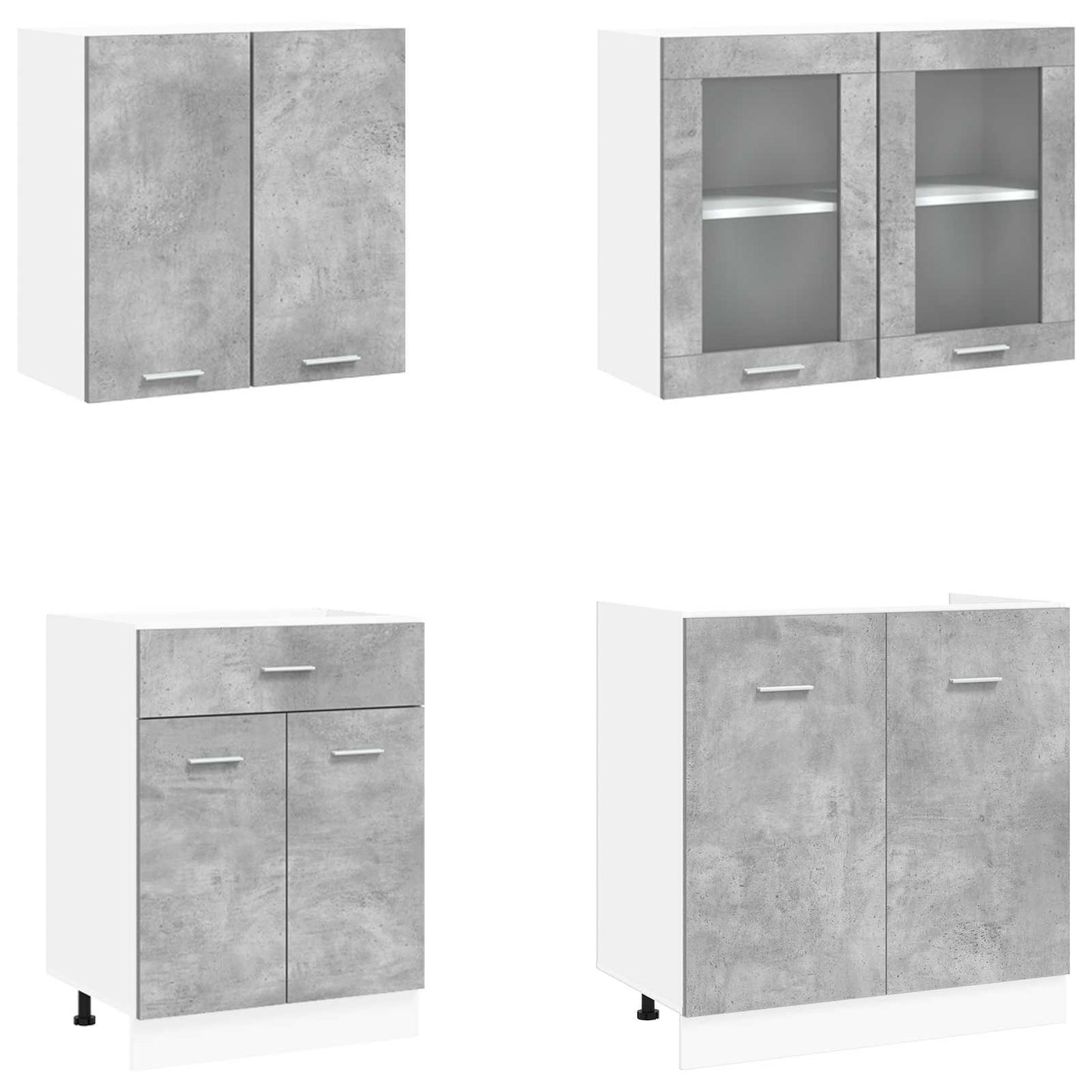 vidaXL Kitchen Unit Lyon 4 pcs Concrete Grey Engineered Wood