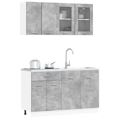 vidaXL Kitchen Unit Lyon 4 pcs Concrete Grey Engineered Wood