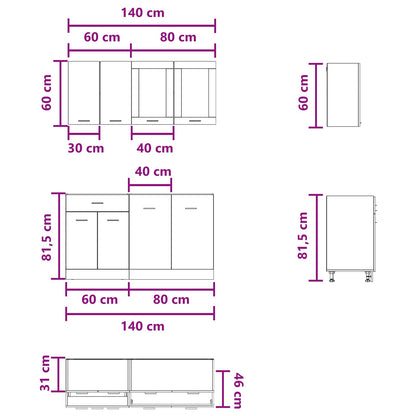 vidaXL Kitchen Unit Lyon 4 pcs Concrete Grey Engineered Wood