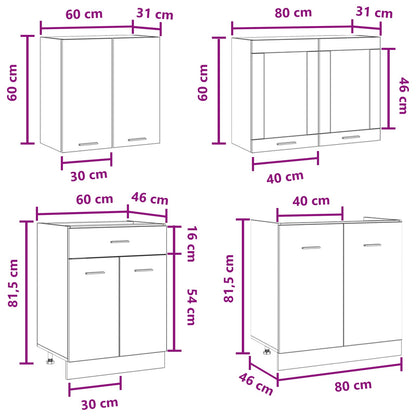 vidaXL Kitchen Unit Lyon 4 pcs Concrete Grey Engineered Wood