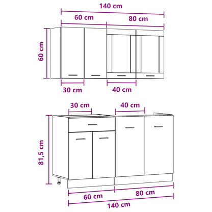 vidaXL Kitchen Unit Lyon 4 pcs Concrete Grey Engineered Wood