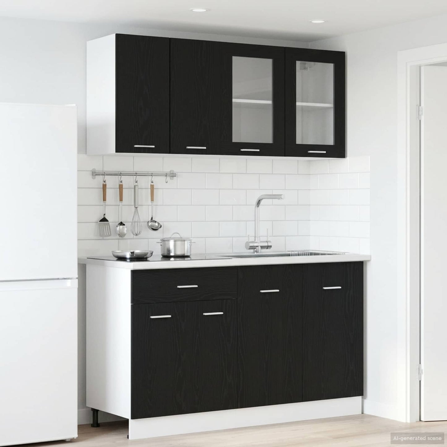 vidaXL Kitchen Unit Lyon 4 pcs Black Oak Engineered Wood