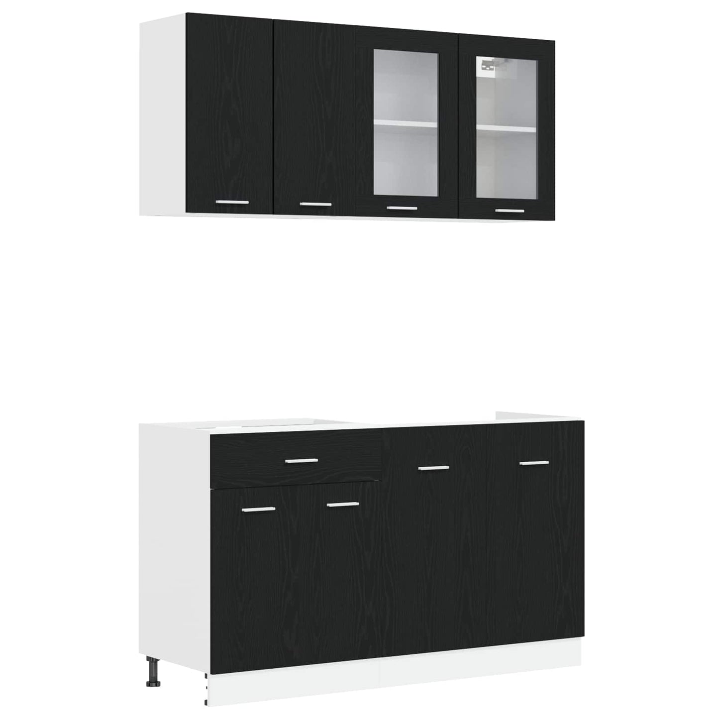 vidaXL Kitchen Unit Lyon 4 pcs Black Oak Engineered Wood