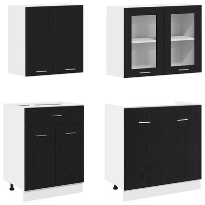 vidaXL Kitchen Unit Lyon 4 pcs Black Oak Engineered Wood