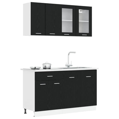 vidaXL Kitchen Unit Lyon 4 pcs Black Oak Engineered Wood