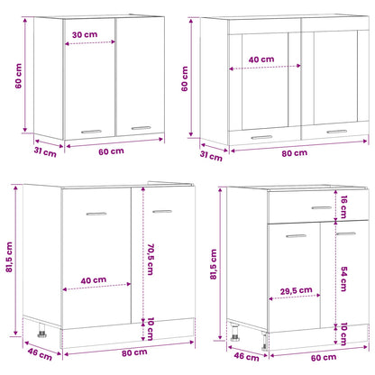 vidaXL Kitchen Unit Lyon 4 pcs Black Oak Engineered Wood