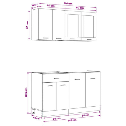 vidaXL Kitchen Unit Lyon 4 pcs Black Oak Engineered Wood