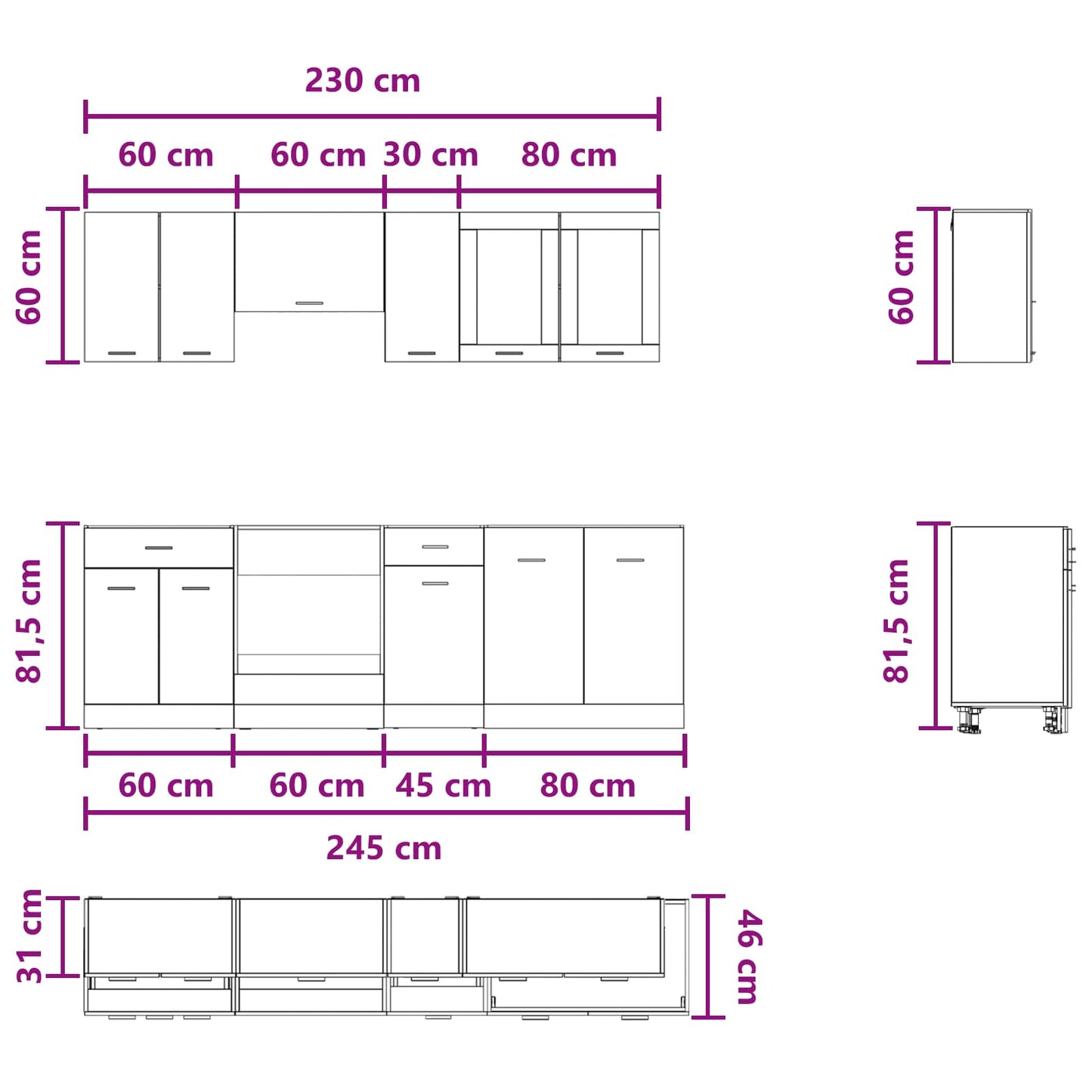 vidaXL Kitchen Unit Lyon 8 pcs Engineered Wood